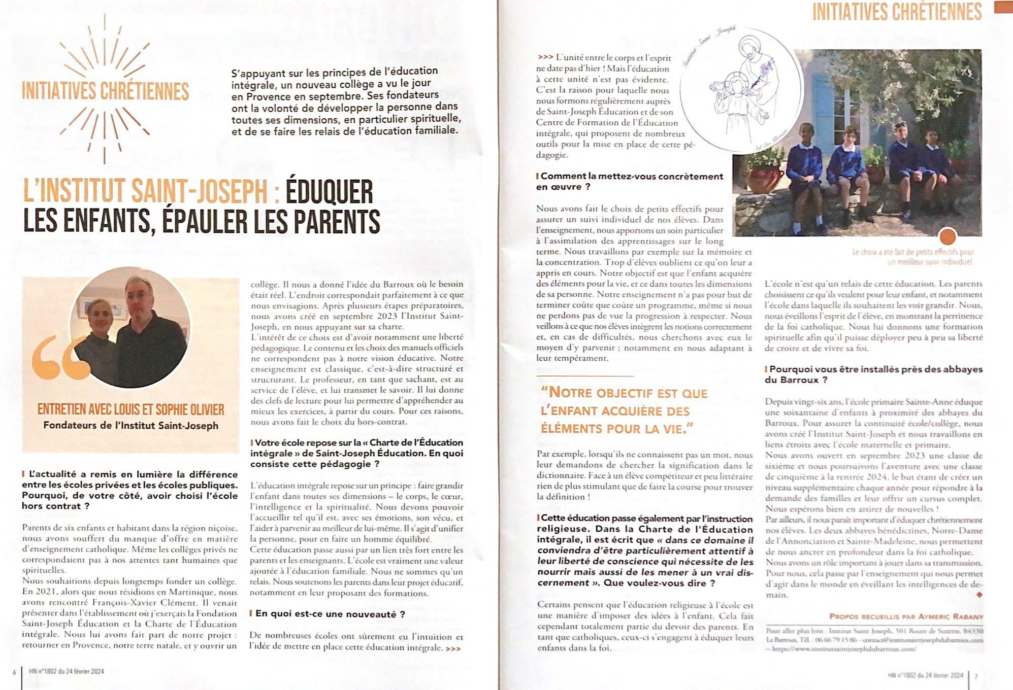 Interview dans L'Homme Nouveau – photo 1